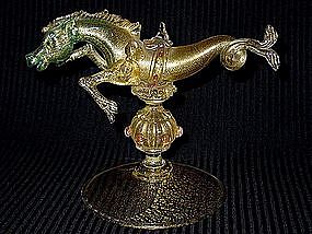 RARE Venetian SALVIATI 1890's Gold Flecks SEA HORSE