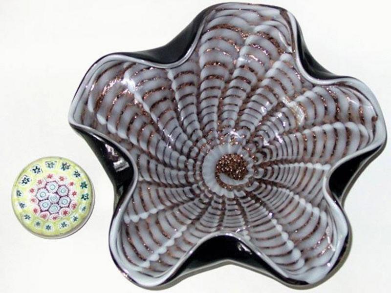 RARE Murano BAROVIER Black Spider Web Centerpiece Bowl