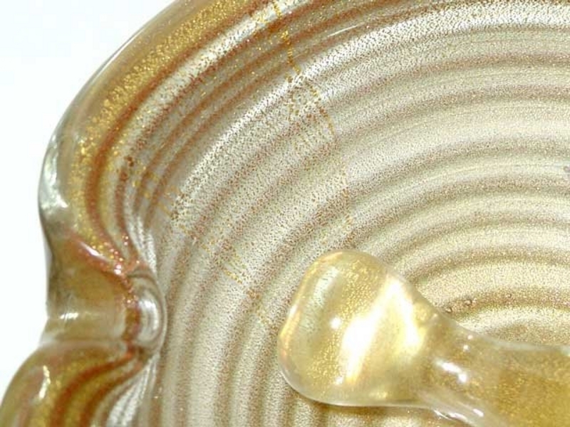 Murano BAROVIER Gold Flecks Aventurine Bowl Pestel SET+