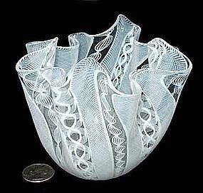 RARE Murano VENINI BIANCONI Sgnd FAZZOLETTO Vase