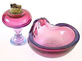 Murano BARBINI 50s Purple Sommerso Bowl Lighter Set