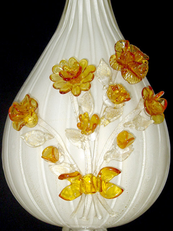 RARE Murano BARBINI Flower Bouquet GOLD FLECKS Lamp
