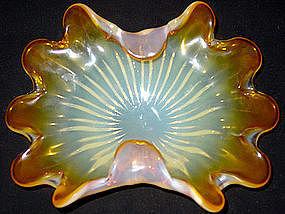 Murano TOSO Opalescent ORANGE Ribbed Fingers Bowl