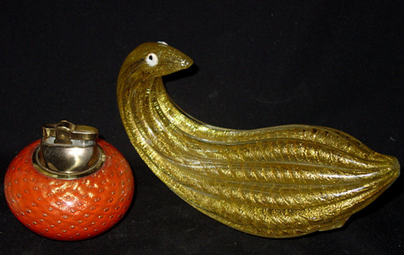 RARE Murano ERCOLE BAROVIER Gold Flecks Bird Sculpture