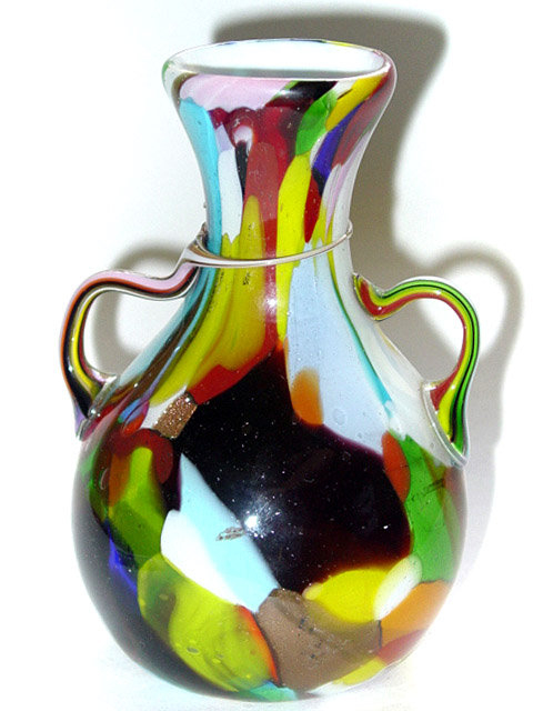 Venetian TOSO TWISTED Handles on Neck Vase