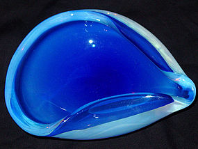 Murano SEGUSO COBALT Blue Opalescent Bowl