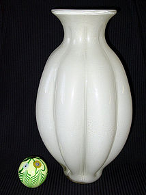 Murano SEGUSO White Gold Flecks MELON Shaped Vase