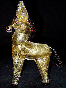Murano BAROVIER Gold Flecks HORSE or DONKEY Sculpture