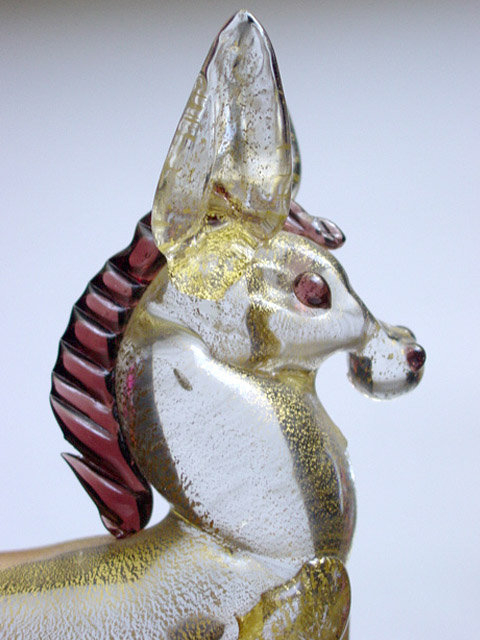 Murano BAROVIER Gold Flecks HORSE or DONKEY Sculpture