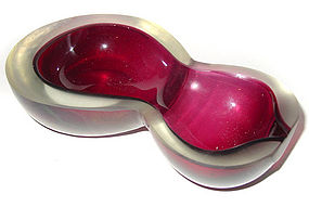 Murano TOSO PINK Iridato DOUBLE GOURD Shaped Bowl
