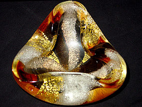 Murano BAROVIER Amber Gold Flecks Pulegoso Bowl