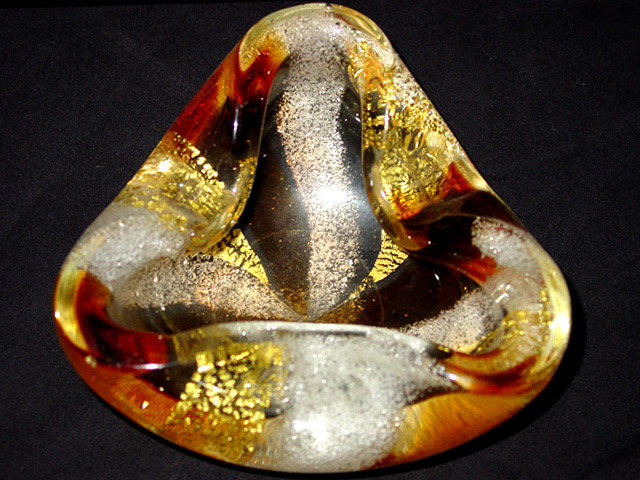 Murano BAROVIER Amber Gold Flecks Pulegoso Bowl