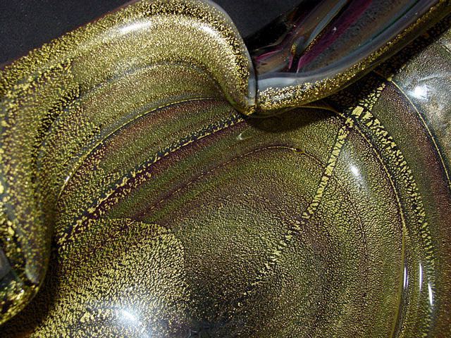Murano BAROVIER Gold Flecks Multicolor CONCH Shell Bowl