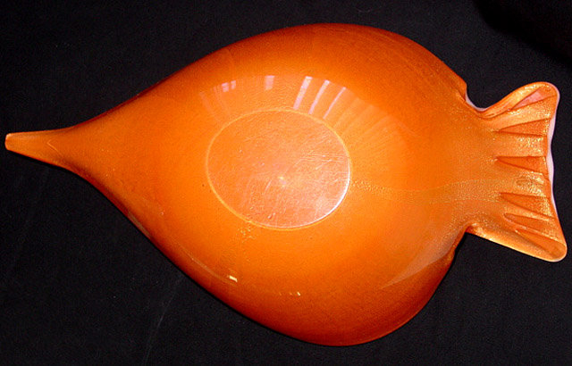 RARE Muano BARBINI ORANGE Gold Flecks FISH Bowl