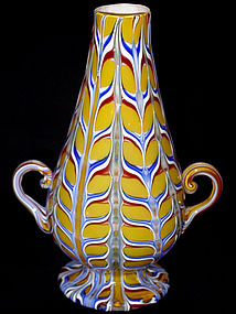 RARE Venetian FRATELLI TOSO Yellow FENICI Vase 1900s