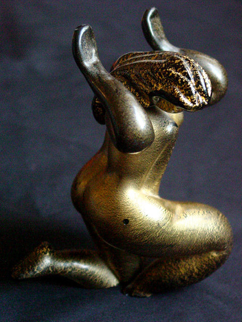 RARE Murano MARTINUZZI Black Gold NUDE WOMAN Figurine