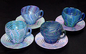 RARE Venetian 1890s FENICIO Cups And Saucer Sets (4)