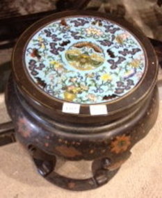 Chinese stool with Cloisonne top