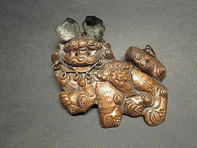antique Chinese cooper Qi Ling Foo Dog