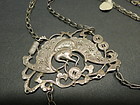 Antique Chinese silver Bat and coin necklace