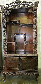 Chinese carved Rosewood Curio shelf