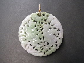 Carved Chinese lavender and green pendant