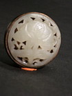 Carved white jade bronze button