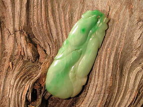 Chinese old carved jadeite drop pendant