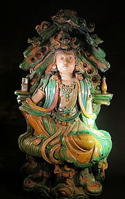 Bodhisattva and Saint double statues Three color glaze