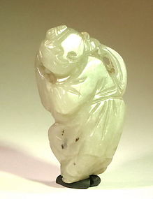 Chinese carved jade boy toggle