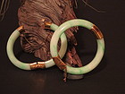 Pair of Jadeite bracelet with gold fittings