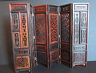 Miniture carved rosewood 6 panel screen