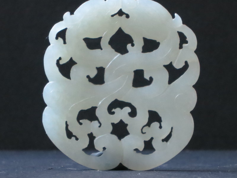 Chinese white jade nephrite dragon plaque