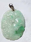 Vintage apple green  Jadeite carved pendant
