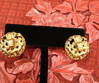 Gilt dragon Earrings from old snuff bottle stoppers