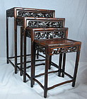 Chinese carved Rosewood 4 nesting tea table