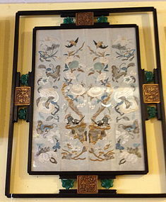 Asian silk embrodery in art deco frame