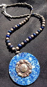 Antique silver and lapis necklace