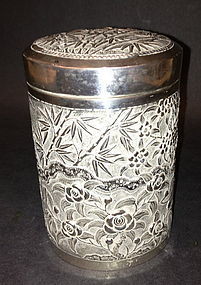 Chinese reposee silver box