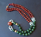 Vintage Chinese jade agate necklace