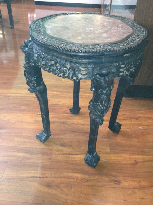 Chinese 19th C. Rosewood stand with marble top
