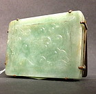 Antique Chinese carved  jadeite plaque belt Buckle