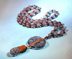 Antique Carved Peking glass pendant necklace