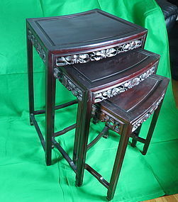 Chinese hard wood fan shape nesting tea tables