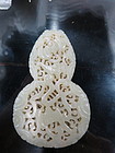 Chinese carved jade pomader in shape of a double gourd