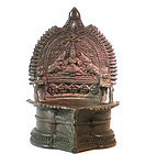 A rare Himalayan Hindu devotional bronzed puja lamp