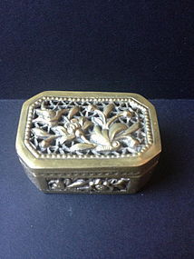 Chinese antique carved copper white brass box