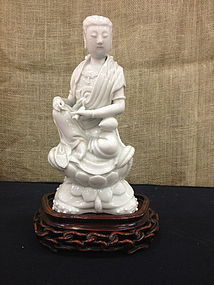 Chinese white porcelain Guangyin with carved base