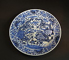 Chinese antique blue and white double dragon plate