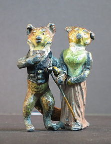 Austrian painted bronze fox couple